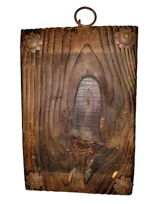 $14.99 • Buy Antique Rustic Country Wood Frame Wall Plaque Metal Flower Studs 11 1/4 X 8  