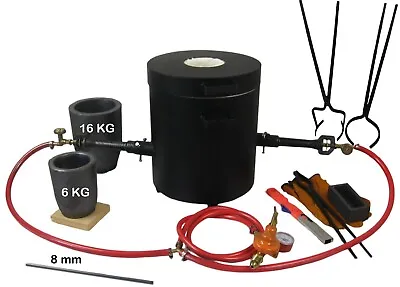 16 KG Gas Metal Melting Furnace Kit Propane Forge Casting  Crucible Tongs Refine • £270