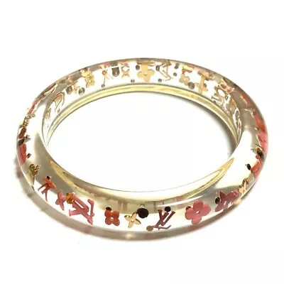 Auth Louis Vuitton Inclusion Bangle Bracelet M66806 Clear Pink Red Monogram S+ • $199.52