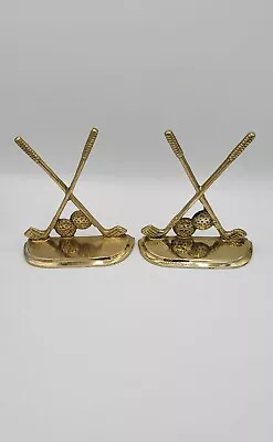 Solid Brass Golf Club Balls Bookends Vintage Desk Office Library Father Man Cave • $23.50