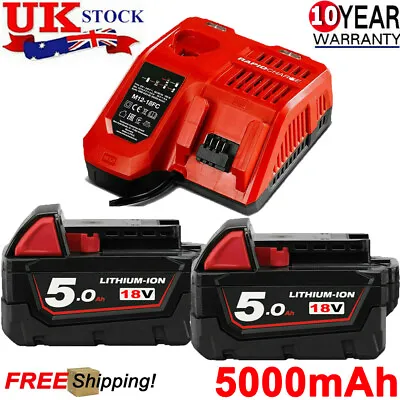 2X For Milwaukee M18 18V Extended Capacity Battery Lithium XC 5.0 AH 48-11-1860 • £19.92