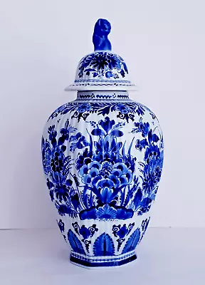 Royal Delft Porceleyne Fles Ginger Jar Lidded Vase 15.7 Inch - Excellent • $349