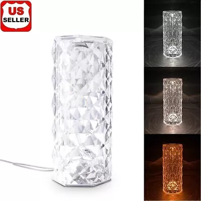 USB LED Crystal Table Lamp Diamond Rose Night Light Touch Atmosphere Bedside Bar • $14.98