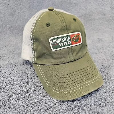Minnesota Wild Trucker Hat Snapback Baseball  Patch Front Faded Green Dad Cap • $12.99