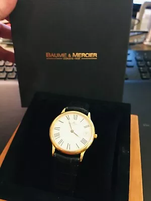 Baume Mercier 18k Gold Mens Watch Quartz MV045077 W/Box Extra Band And GolBuckl • $1250