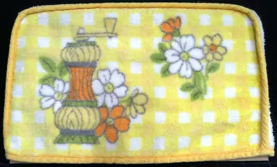 Vintage Mid Century Toaster Cozy  Floral Peppermill Spice Terrycloth Yellow • $14.99