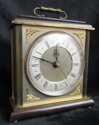£12.99 • Buy Vintage Metamec Carriage/Mantle Brass & Wood Clock  Working 