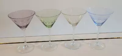 4 Mikasa Cheers Martini Glasses Purple Yellow Green And Blue 7.5 Inches 8 Ozs • $75