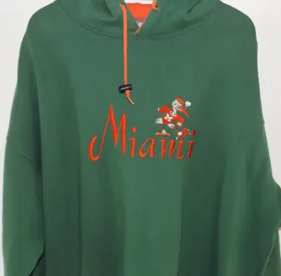 Vintage Miami Hurricanes Sebastian Mascot Hoody Hooded Sweatshirt Xl  Nice  • $44.98