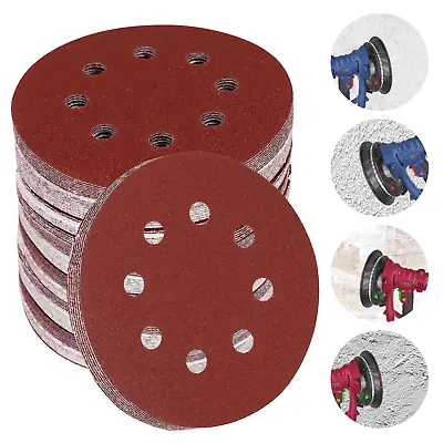 5 Inch 8 Hole Hook And Loop Adhesive Sanding Discs 40 60 80 120 180 240 320 Grit • $16.69
