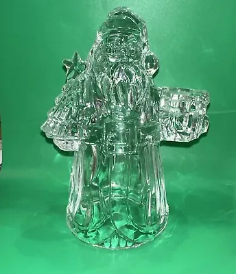 Santa Pillar Candle Holder By Mikasa Vintage 24% Lead Crystal Glass Figurine • $19