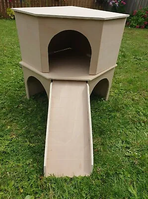 Rabbits Two Storey Corner Shelter Castle House Hideaway Hutch 16''x16'x20'' • £75.99