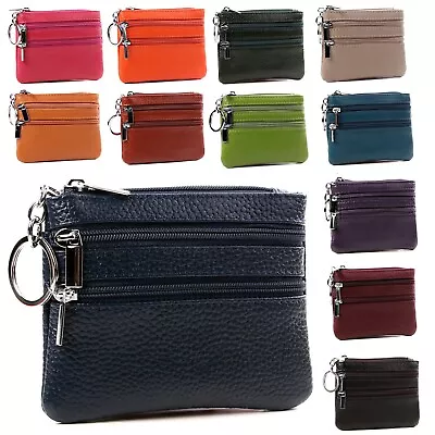 Womens Genuine Leather Coin Purse Pouch Ladies Small Card Wallet Mini Bag • £5.49