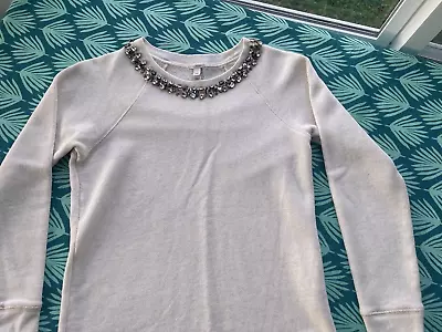 J.Crew 2013 XXS Sweater Women's Jeweled Collar Ivory Beige Heather Color • $22.99