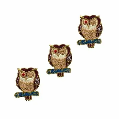 $6.99 • Buy Winking Owl Patches (3-Packs) Animal Embroidered Iron On Patch Appliques