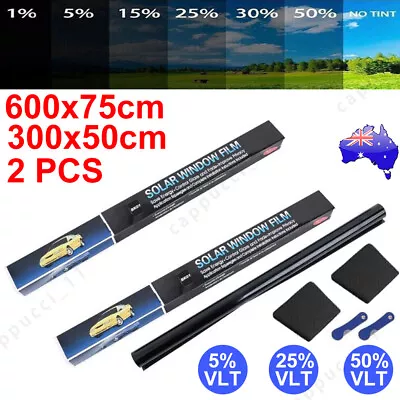 1-4X Window Tint Film VLT 5% 25% 50% Black Roll Car Auto Home House Tinting Tool • $19.99