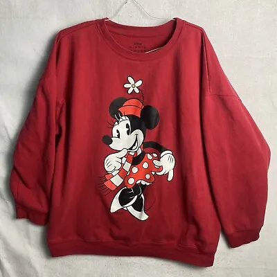 Walt Disney Parks Minnie Mouse Red Pullover Fleece Sweatshirt Women Plus Size 2X • $25.77