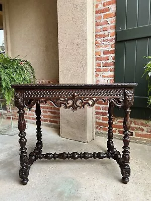 Antique French Breton Carved Oak Sofa Table Writing Library Desk Louis XIV C1890 • $3550