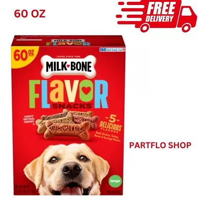 Milk-Bone Flavor Snacks Large Dog Biscuits Flavored Crunchy Dog Treats 60 Oz. • $11.99
