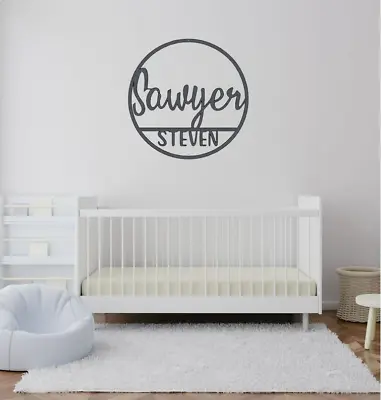 PERSONALIZED Baby Nursery Metal Name Sign Custom Newborn Crib Round Wall Decor • $60