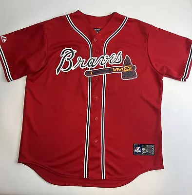 Vintage Majestic MLB Atlanta Braves Red Jersey #19 Men’s Size XL Made In USA • $59.95