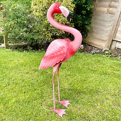 Flamingo Garden Ornament Metal Pink Tall Large Bird Patio Statue Sculpture Decor • £28.99