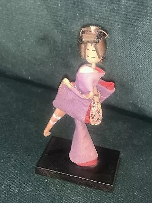 Vintage 1950s/60s Japanese Miniature Geisha Girl Doll Figure On Wood Stand • £9