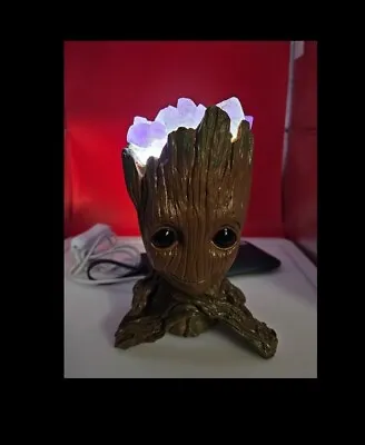 Cool Groot Lamp With Raw Amethyst Crystal Quartz Guardians Of The Galaxy  • $28
