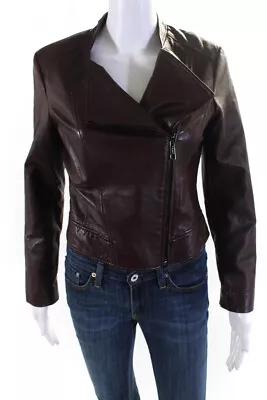 Vakko Womens Leather Light Biker Jacket Brown Size Small • $52.45