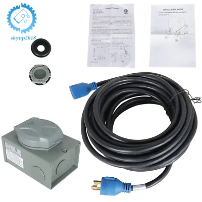 4 Prong 30 Amp Generator Cord 25 - 100 FT & Inlet Box NEMA L14-30P/L14-30R • $159.99