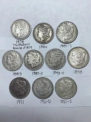 Lot Of 10 Silver Morgan Dollars From Grandpa’s Collection No Duplicates Group 2 • $240