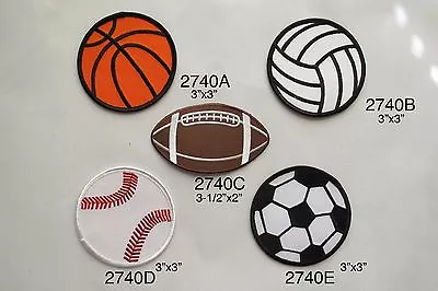 #2740 BasketballVolleyballSoccerBaseballFootball Embroidery Applique Patch • $2.75