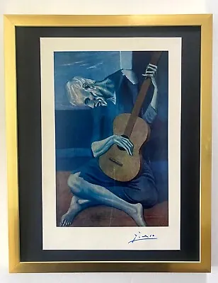 $169 • Buy Pablo Picasso+ Original 1954 + Signed Tipped Colorplate The Old Guitarist Framed