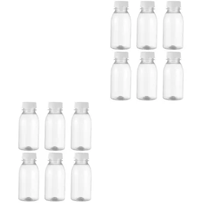  12 Pcs Milk Bottle Clear Plastic Bottles With Caps Drink Containers Lids Juice • £10.16