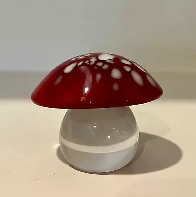  Signed Orrefors Glass Mushroom Red Cap Paperweight Figurine Vintage • $75