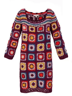 New MONSOON Size Med / Large Hand Crochet Patchwork DRESS BNWT 12 14 16 18 • £65