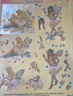 DUFEX A4 Foiled Die Cut 3D Decoupage Kit Faerie Poppets Card Blanks/Instructions • £7