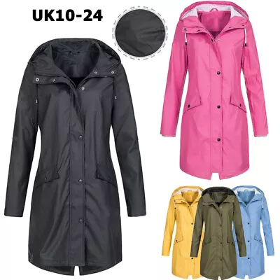 Plus Size Womens Waterproof Coat Raincoat Ladies Outdoor Wind Rain Forest Jacket • £14.88