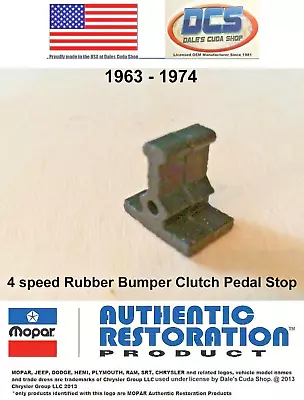 1963 Thru 1974 Dodge 4 Speed Rubber Bumper Clutch Pedal Stop 2266820 MoPar USA • $5.29