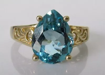 9ct Gold Ring - Ex QVC 9ct Yellow Gold Pear Shape London Topaz Dress Ring Size Q • £185