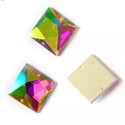 2308TH Square AB DIY Sew On Crystal Craft Gems Glass Strass Stones Flat Back • $5.89