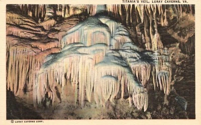 $5.95 • Buy Luray Caverns, Virginia, VA, Titania's Veil, Linen Vintage Postcard B573