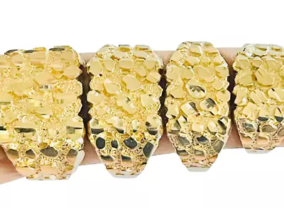 $249.88 • Buy 10k Yellow Gold Diamond Cut Men’s Women’s Nugget Ring