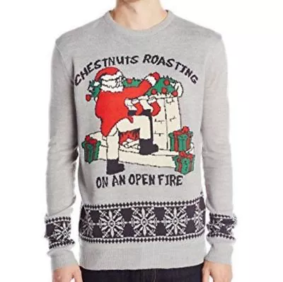 Unisex 3 Santas Christmas Jumper Xmas Novelty Knitwear Sweater Santa Snowman • £7.99