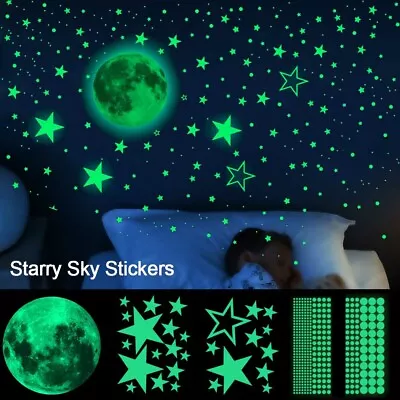 435pcs Glow In The Dark Luminous Wall Stickers Moon Stars Kid Room Ceiling Decal • $8.80