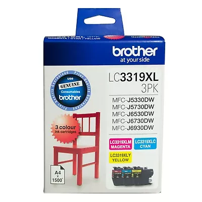 Brother GENUINE LC3319 LC3319XL 3PK 3 Colour Ink Cartridges Yields 1500 Pages • $128.95