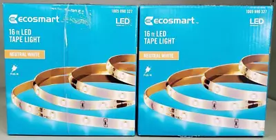 Set Of 2 NEW EcoSmart 16 Ft. Indoor Neutral White LED Strip Lights • $19.95