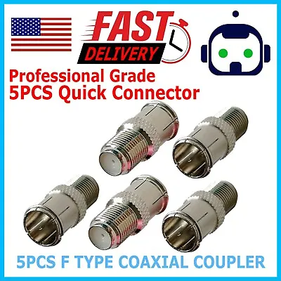 5 Pack F-type Quick Push-On Adapter Male-Female Coaxial Cable Connector • $6.95