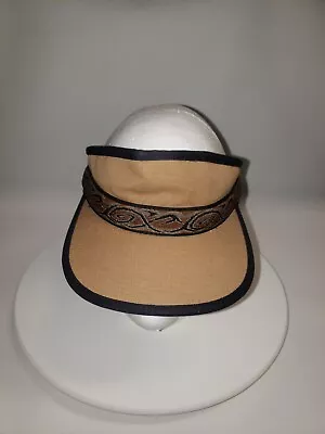 VTG 90’s Mental Headgear Visor Hat Tribal Print USA Canvas Adjustable Tan NEW • $16.65