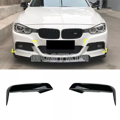 $35.04 • Buy Black Front Bumper Spoiler Fog Light Cover Trim For BMW 3 Series F30 2013-2018